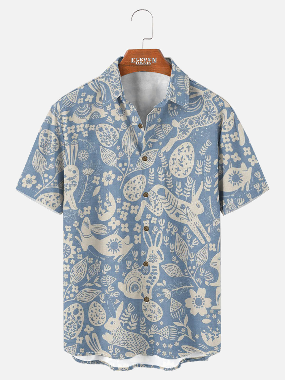 Tall Men's Easter Spring Folk Art Short Sleeve Shirt Eleven Oasis