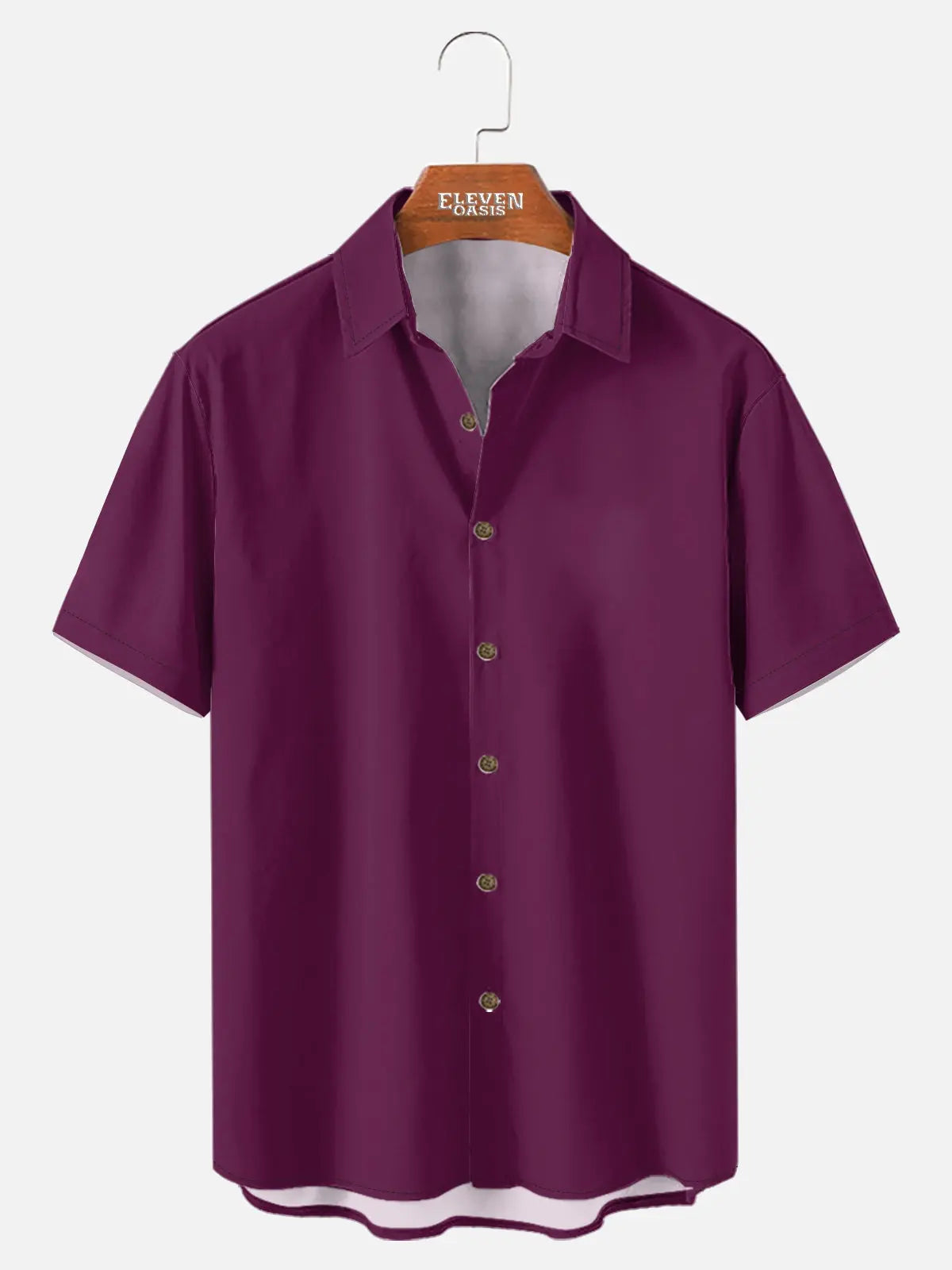 Tall Men's Casual Linen-Feel Printed Solid Color Button Short Sleeve Shirt ElevenOasis