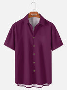 Tall Men's Casual Linen-Feel Printed Solid Color Button Short Sleeve Shirt ElevenOasis