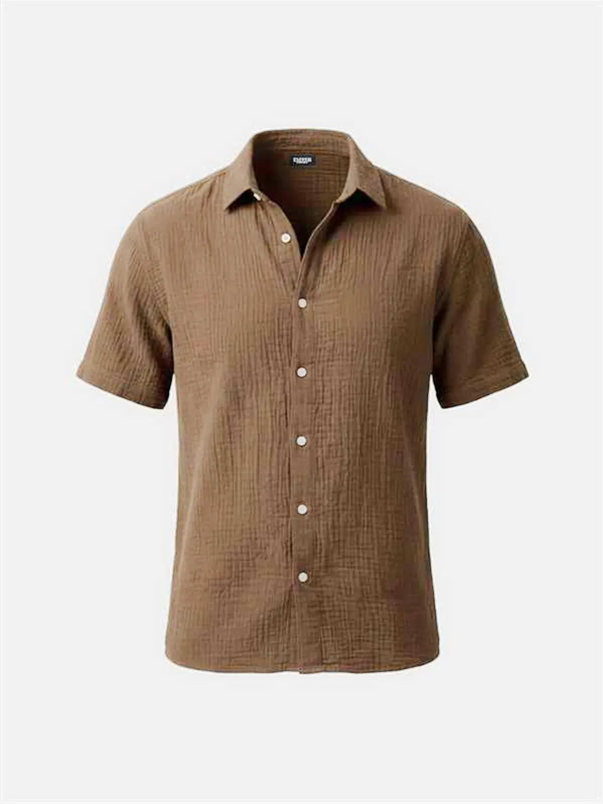 Men's Classic Cotton Crinkled Texture Short Sleeve Shirt?