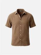Men's Classic Cotton Crinkled Texture Short Sleeve Shirt?