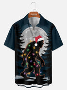 Tall Men's Bigfoot Christmas Lights Short Sleeve Shirt ElevenOasis