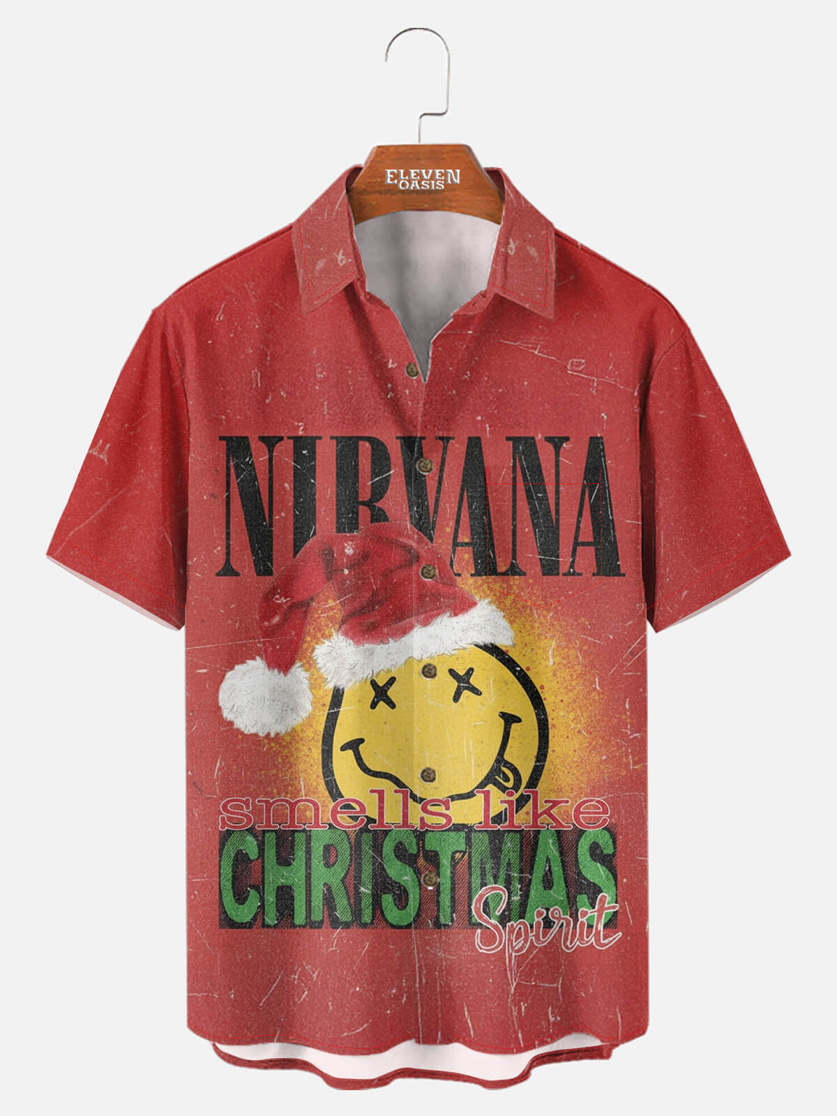 Men's Smells Like Christmas Spirit Short Sleeve Shirt Eleven Oasis