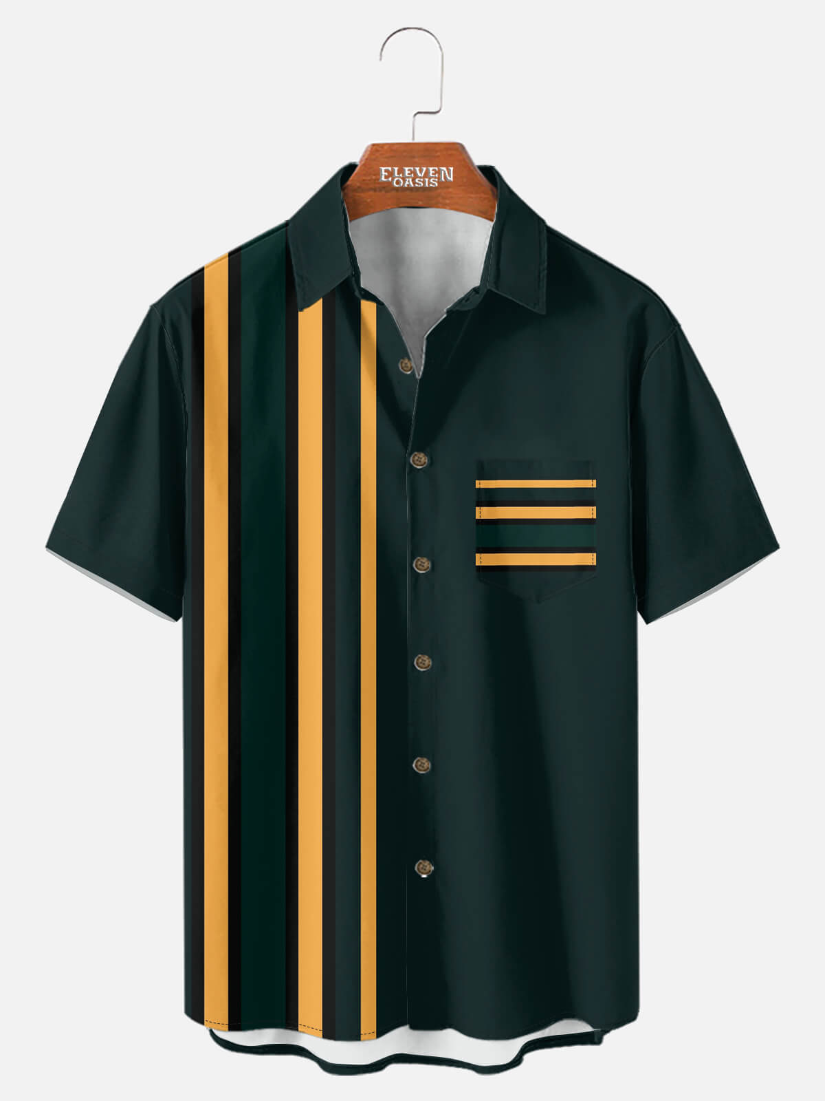 Tall Men¡¯s Triple Lane Bowling Short Sleeve Shirt Eleven Oasis