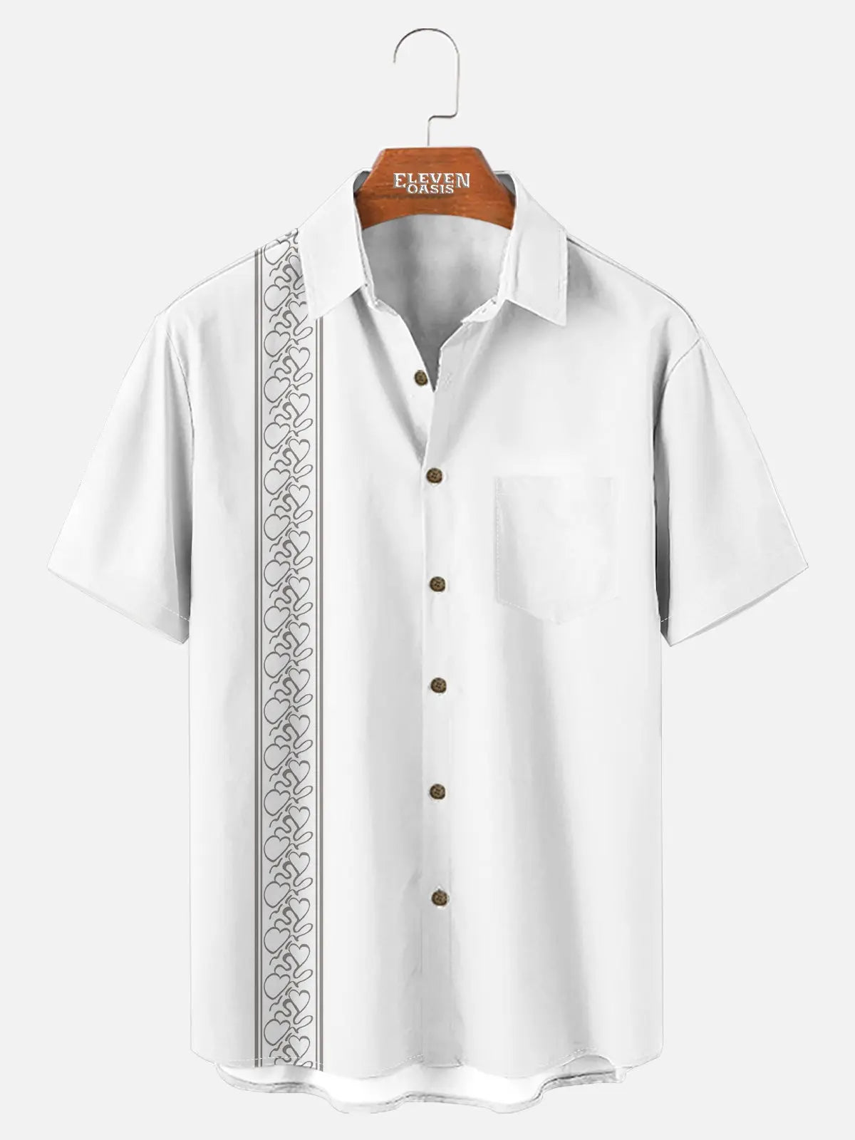 Men's Decorative Trim Panel Short Sleeve Shirt ElevenOasis