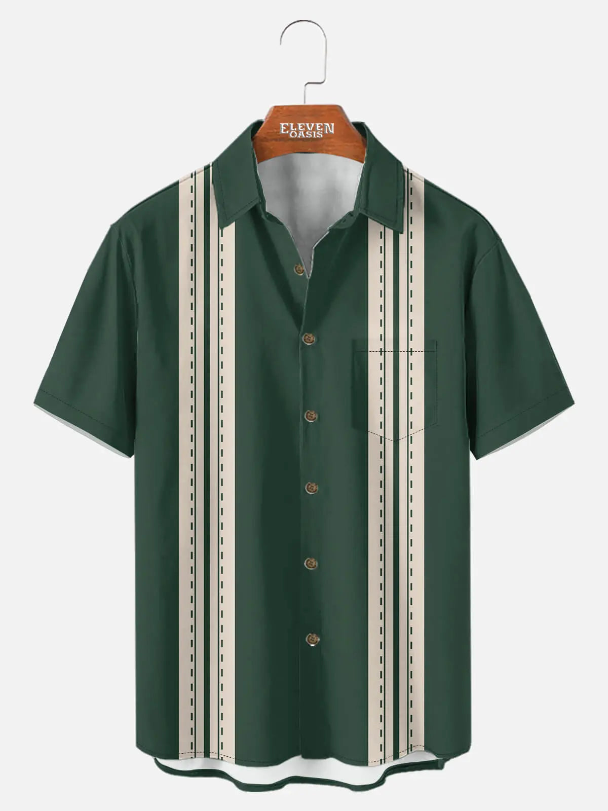 Tall Men's Dash Stripe Bowling Short Sleeve Shirt Eleven Oasis