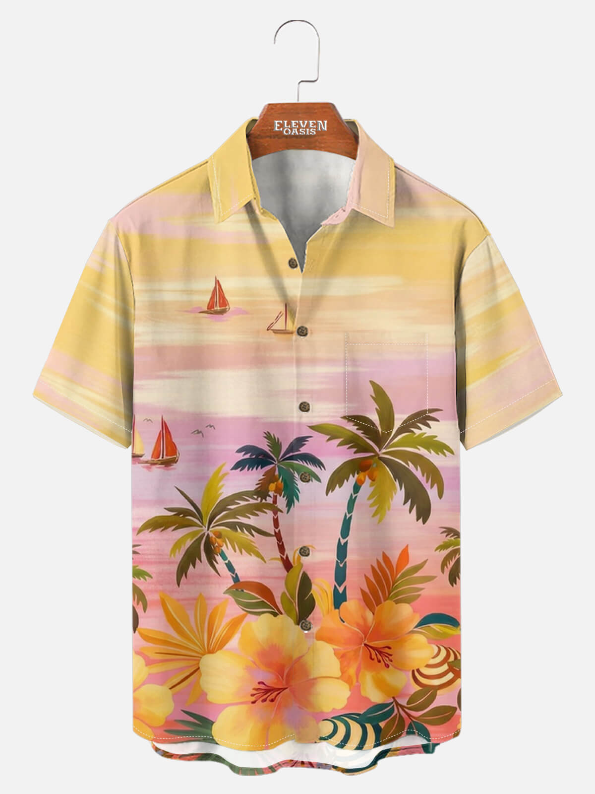 Tall Men's Sunset Sailboat Short Sleeve Shirt