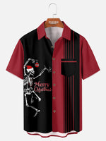 Tall Men's Skeleton Rock & Roll Christmas Short Sleeve Shirt Eleven Oasis