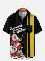 Tall Men's Retro Santa Wonderful Beer Time Bowling Shirt Eleven Oasis