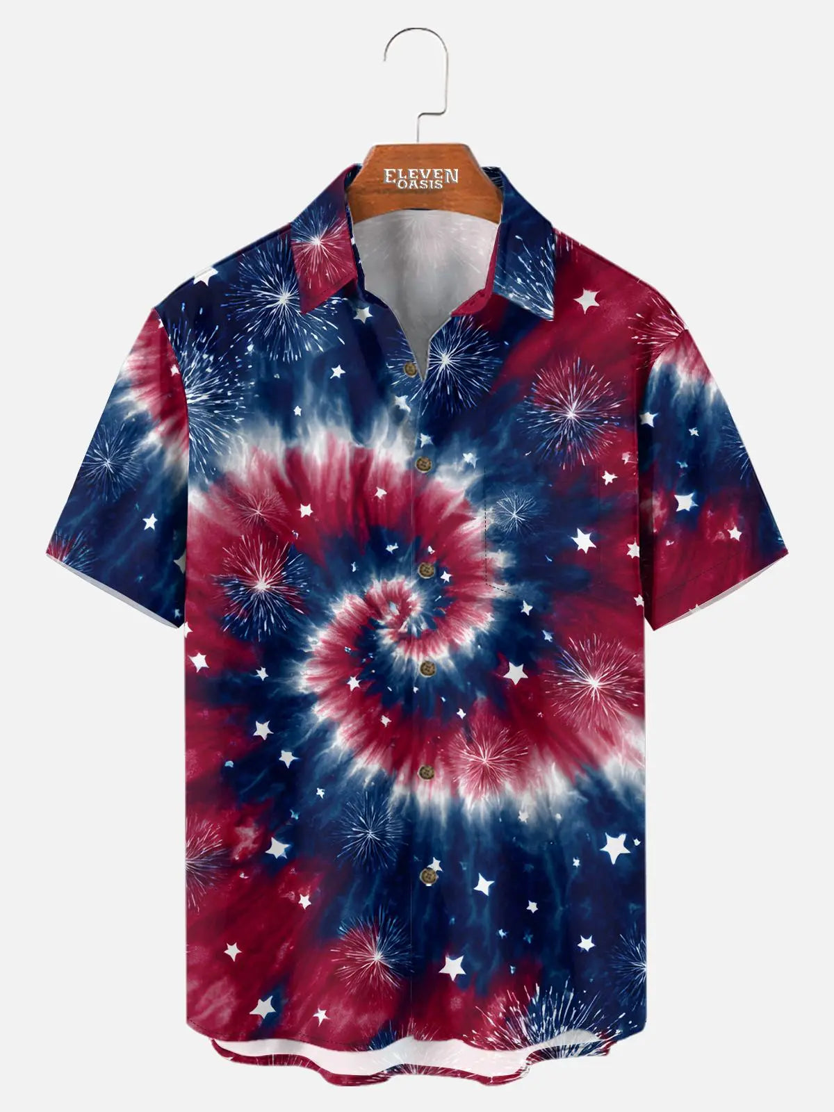 Men's Fireworks Tie-Dye Short Sleeve Shirt Eleven Oasis