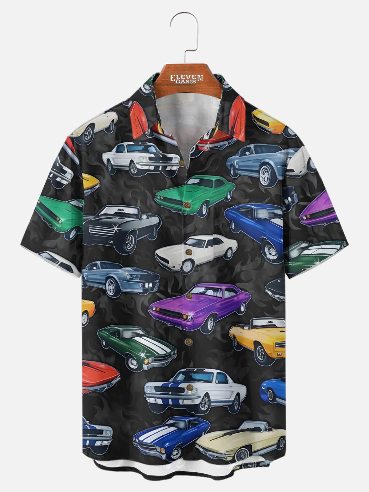Tall Men's Retro Muscle Car Short Sleeve Shirt Eleven Oasis