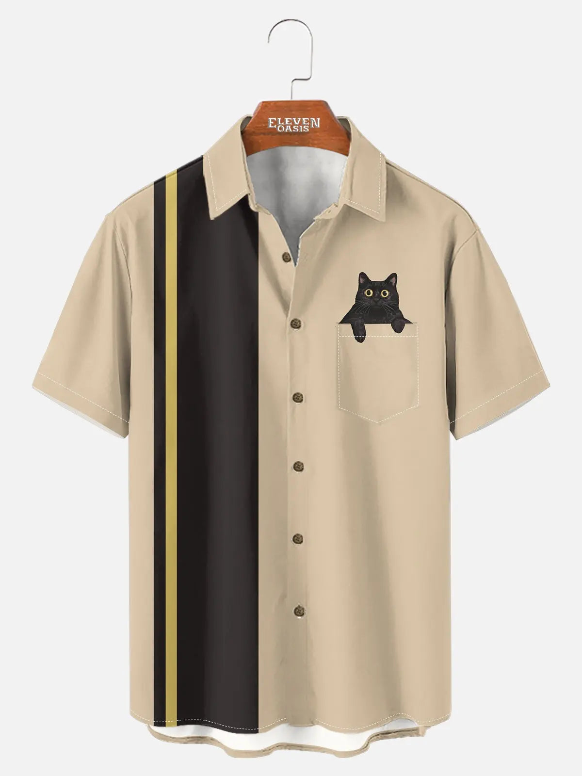 Tall Men's Black Cat in Pocket Graphic Short Sleeve Shirt