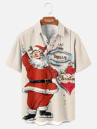 Men's Vintage Santa Merry Christmas Short Sleeve Shirt ElevenOasis