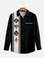 Men's Pin-Up Card Suits Bowling Long Sleeve Shirt Eleven Oasis