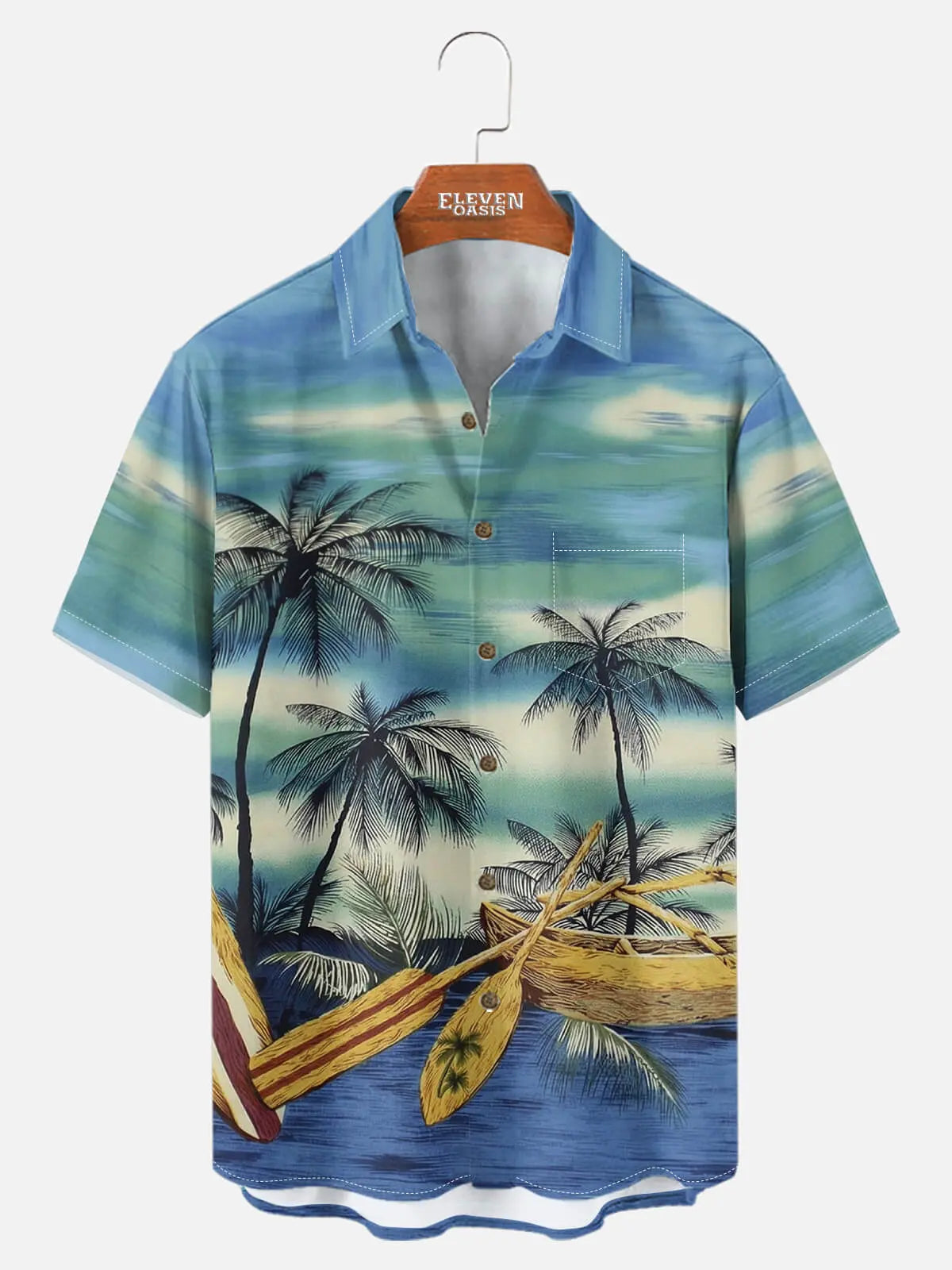 Tall Men's Island Canoe Escape Short Sleeve Shirt Eleven Oasis