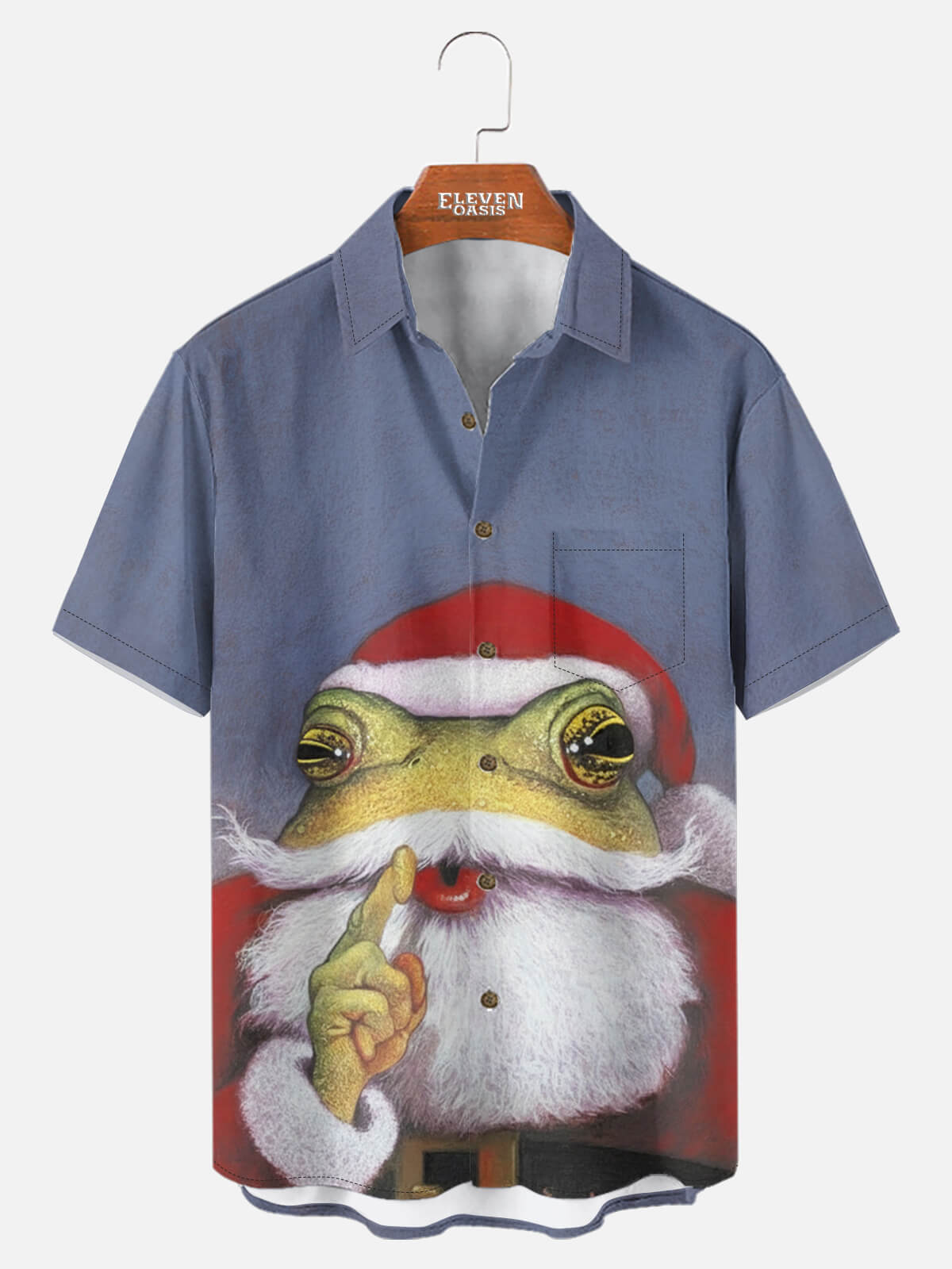 Men's "Shhh" Frog Santa Funny Short Sleeve Shirt Eleven Oasis