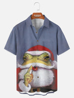 Men's "Shhh" Frog Santa Funny Short Sleeve Shirt Eleven Oasis