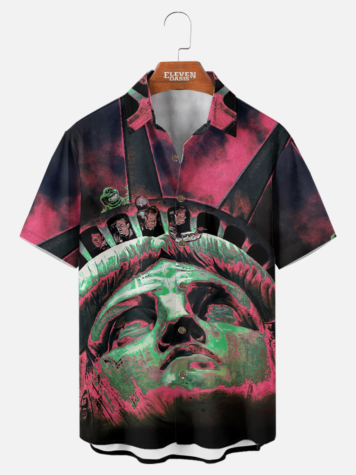 Men's Ghostbusters Statue of Liberty Short Sleeve Shirt Eleven Oasis