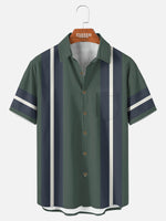 Tall Men¡¯s Classic Pinstripe Bowling Short Sleeve Shirt Eleven Oasis