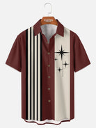 Men's Striped with Space-Age Stars Casual Short Sleeve Shirt ElevenOasis
