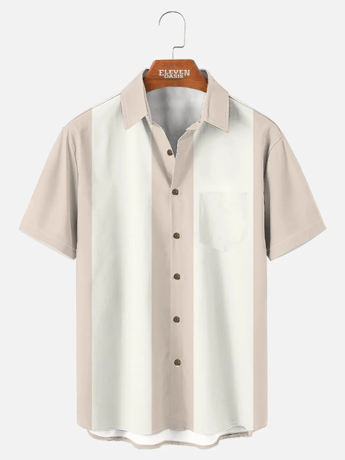 Men's Basic 50s Style Bowling Short Sleeve Shirt ElevenOasis