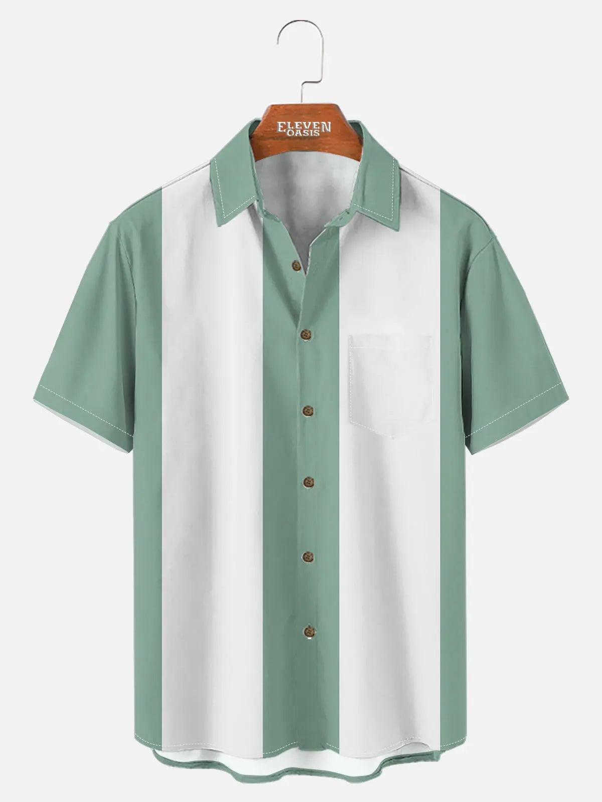 Men's Basic 50s Style Bowling Short Sleeve Shirt ElevenOasis