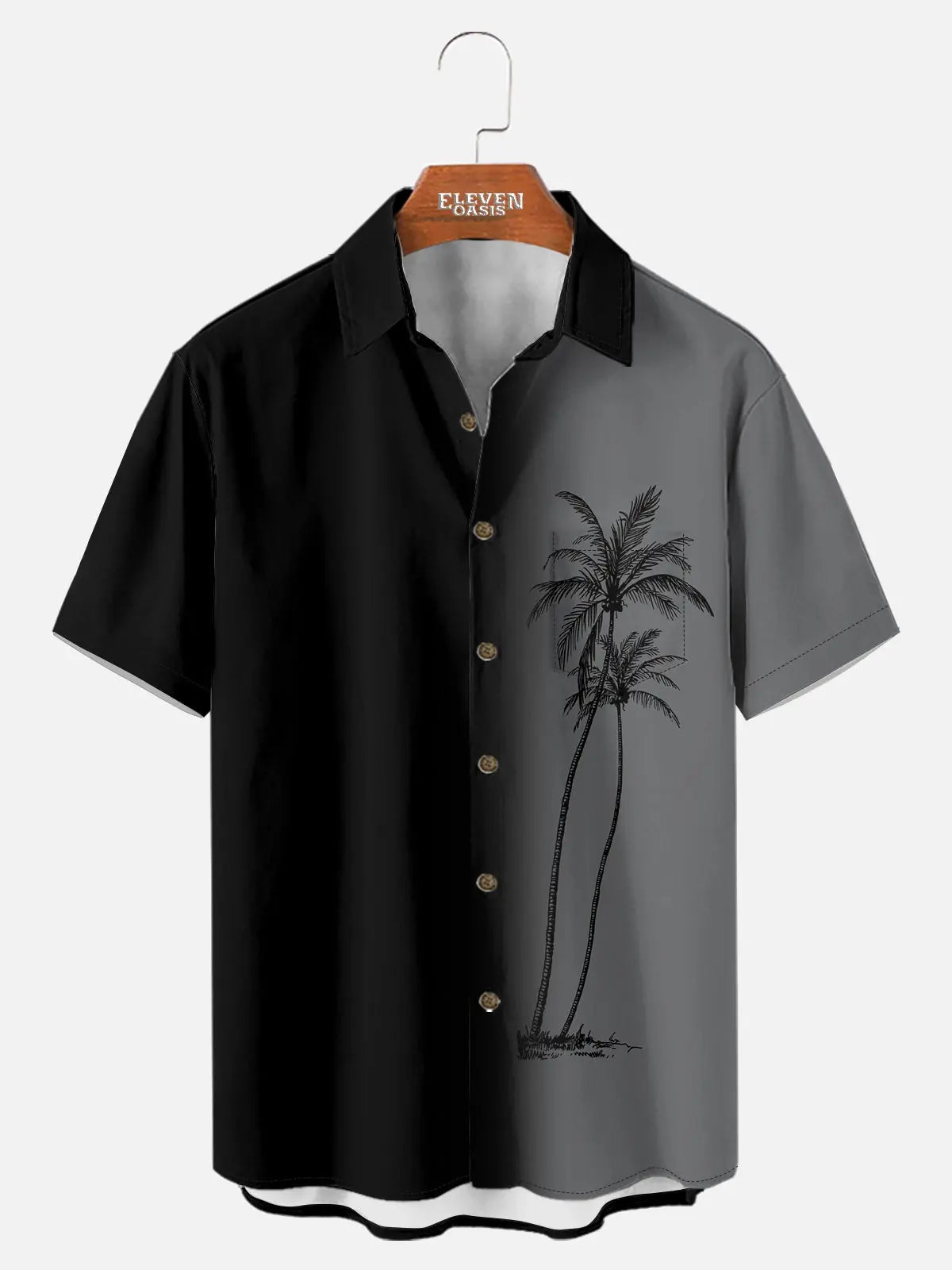 Men's Gradient Palm Tree Hawaiian Short Sleeve Shirt ElevenOasis