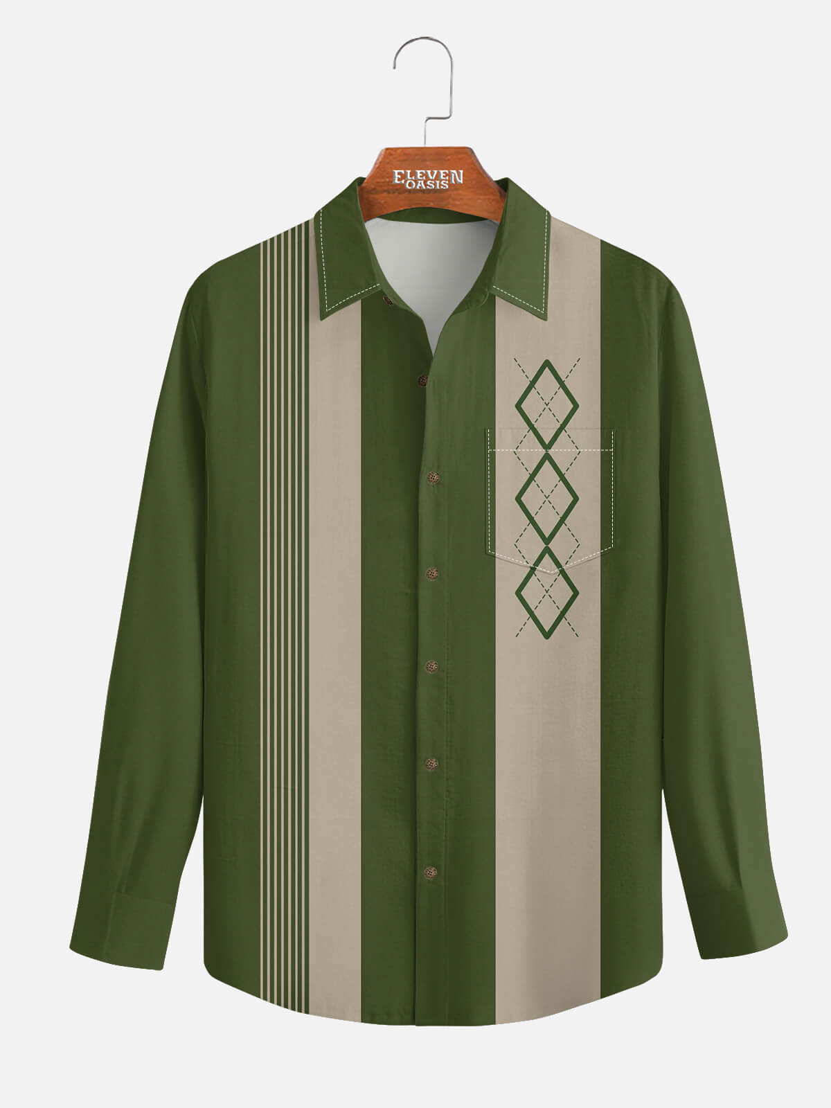 Men's Mid-Century Geometric Long Sleeve Shirt ElevenOasis