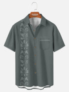 Men's Unilateral Striped Flower Vacation Casual Short Sleeve Shirt ElevenOasis