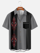 Tall Men's Red Pinstripe Panel Short Sleeve Shirt Eleven Oasis