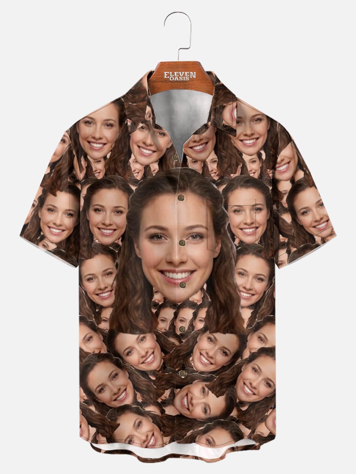 Men's Custom Face Print Short Sleeve Shirt Eleven Oasis