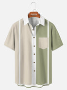 Men's Retro Panel Stripe Bowling Short Sleeve Shirt Eleven Oasis
