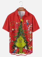 Tall Men's Grinch Steals Christmas Tree Red Short Sleeve Shirt Eleven Oasis