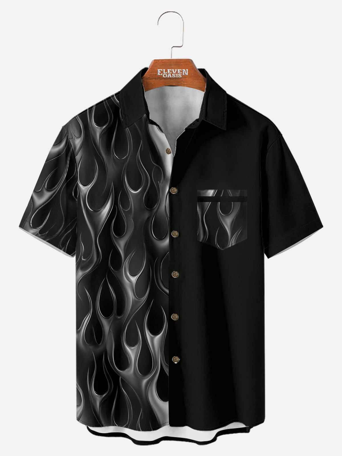 Tall Men's Midnight Flames Short Sleeve Shirt Eleven Oasis