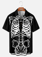 Tall Men's Skeleton Bones Halloween Short Sleeve Shirt ElevenOasis
