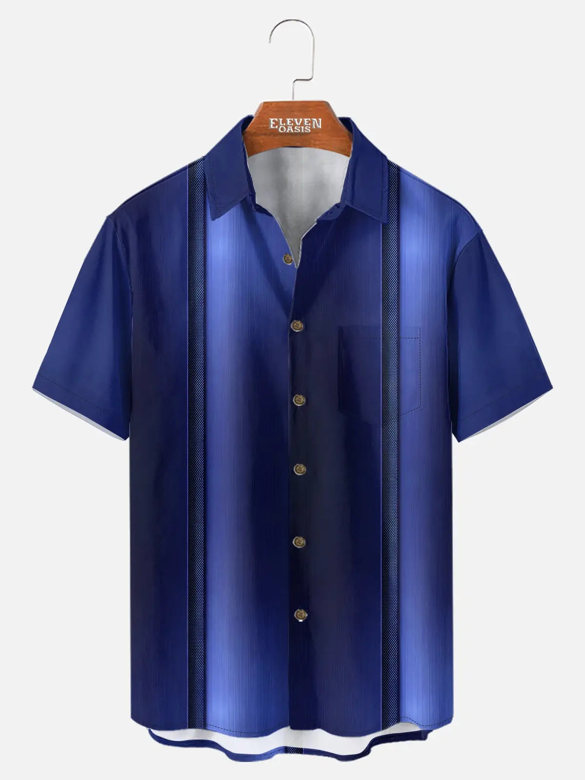 Tall Men's Everyday Purple Gradient Stripes Short Sleeve Shirt ElevenOasis