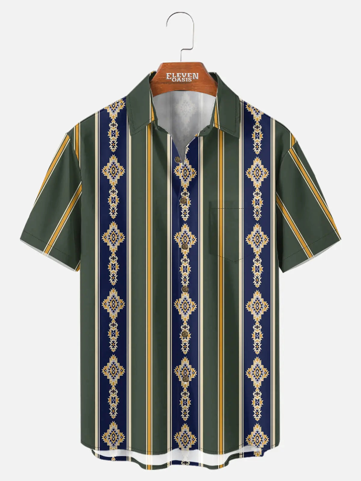 Tall Men's Vintage Patterned Stripe Short Sleeve Shirt Eleven Oasis