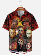 Tall Men's Horror Icons Mashup Halloween Short Sleeve Shirt Eleven Oasis