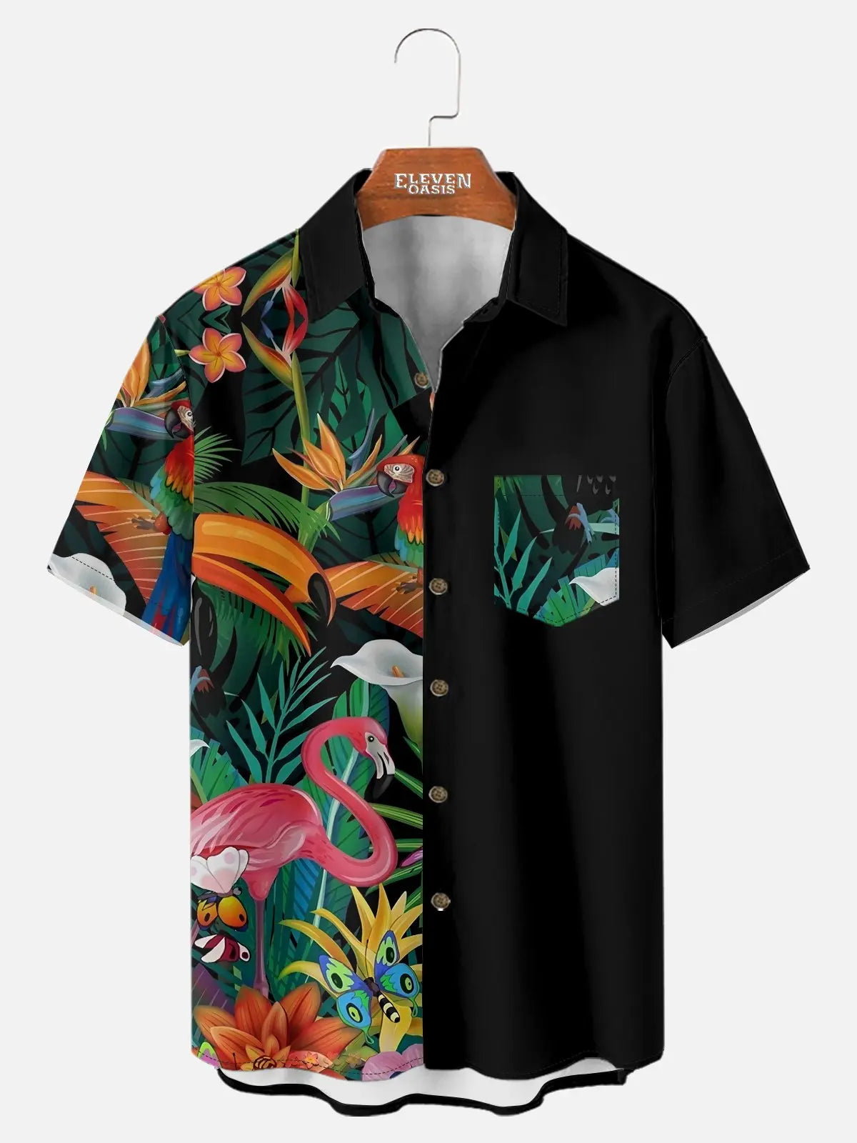 Men's Hawaii Retro Tropical Flora Short Sleeve Shirt ElevenOasis
