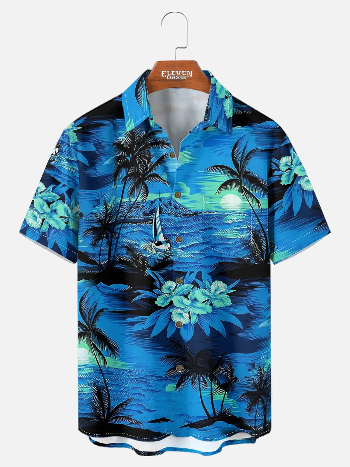 Men's Island Sunset Sail Short Sleeve Shirt Eleven Oasis