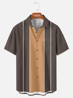 Men's Classic Striped Bowling Style Short Sleeve Shirt ElevenOasis