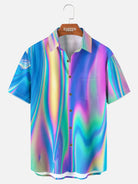 Men's Casual Blue Iridescent Short Sleeve Shirt ElevenOasis