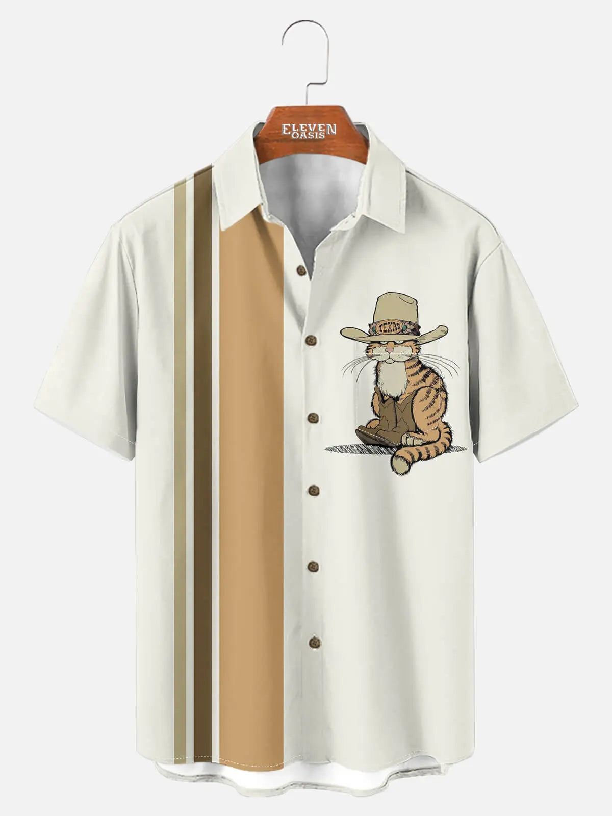Tall Men's Cowboy Puss in Boots Short Sleeve Shirt Eleven Oasis