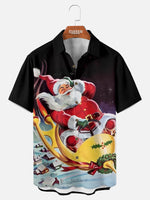 Men's Retro Santa Sleigh Ride Christmas Short Sleeve Shirt Eleven Oasis