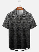Tall Men's Gothic Skull Pattern Short Sleeve Shirt ElevenOasis