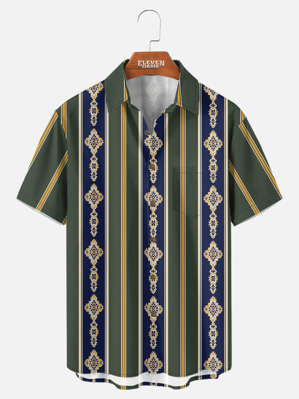 Men's Vintage Patterned Stripe Short Sleeve Shirt Eleven Oasis