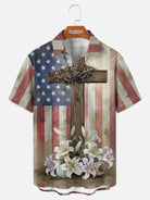 Tall Men's American Faith Cross Short Sleeve Shirt Eleven Oasis