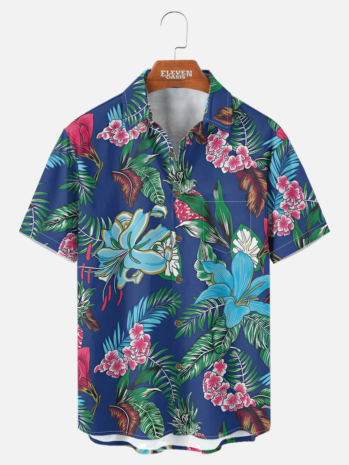 Tall Men's Tropical Floral Pattern Short Sleeve Shirt Eleven Oasis