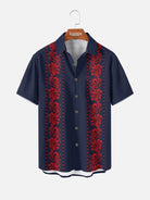 Men's Vintage Floral Panel Short Sleeve Shirt Eleven Oasis