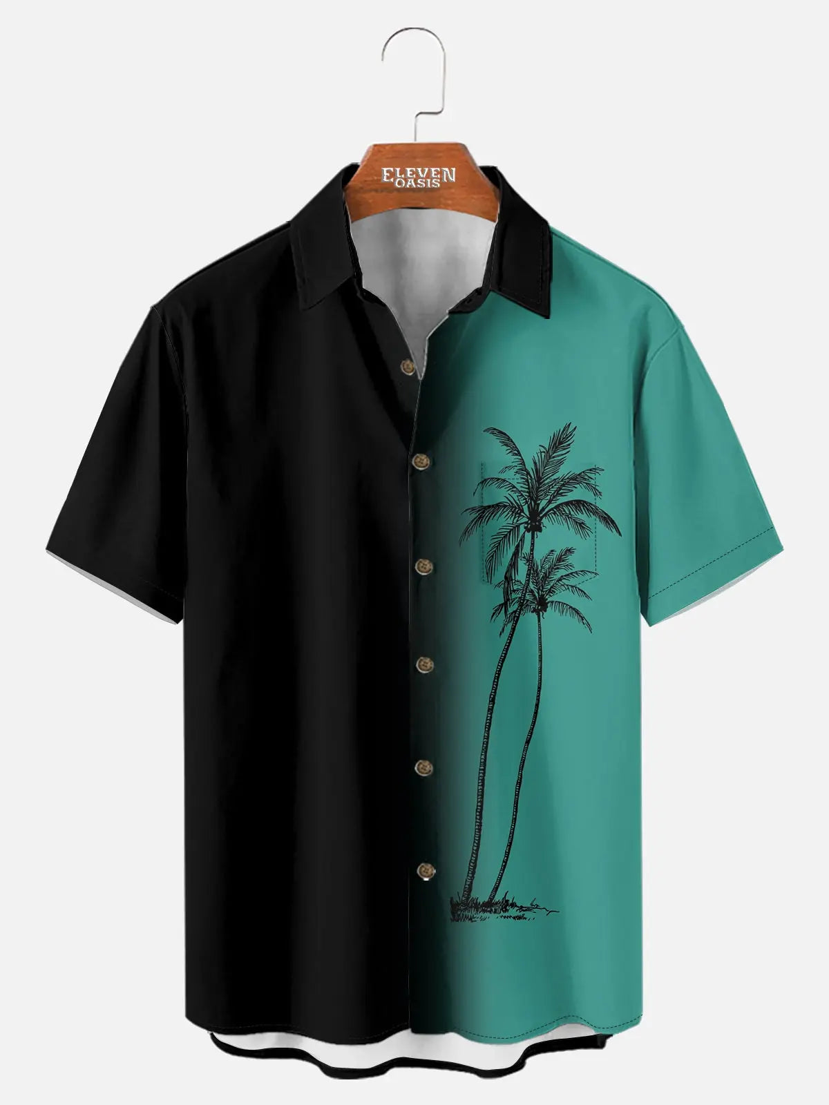 Men's Gradient Palm Tree Hawaiian Short Sleeve Shirt ElevenOasis